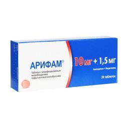 Арифам таб. с модиф.высв., п.п.о. 5мг+1,5мг №30
